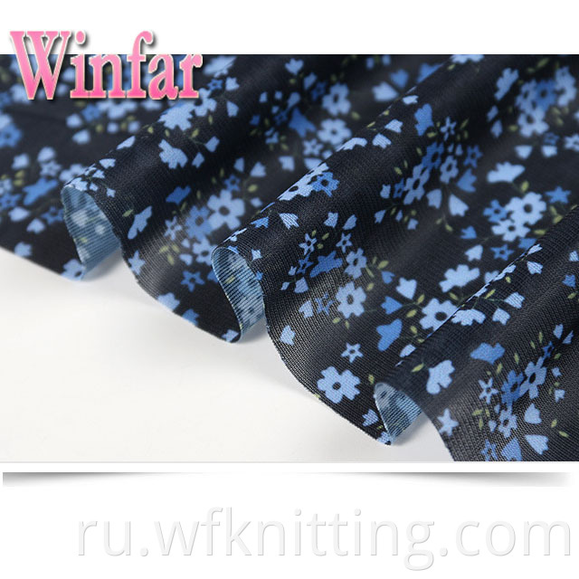 Flower Printed Polyester Knit Fabric